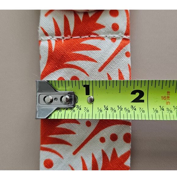 EUC J. Crew 100% Cotton Orange White 1.75" Fabric Belt Gold Ring Buckle  S - M - Picture 4 of 7